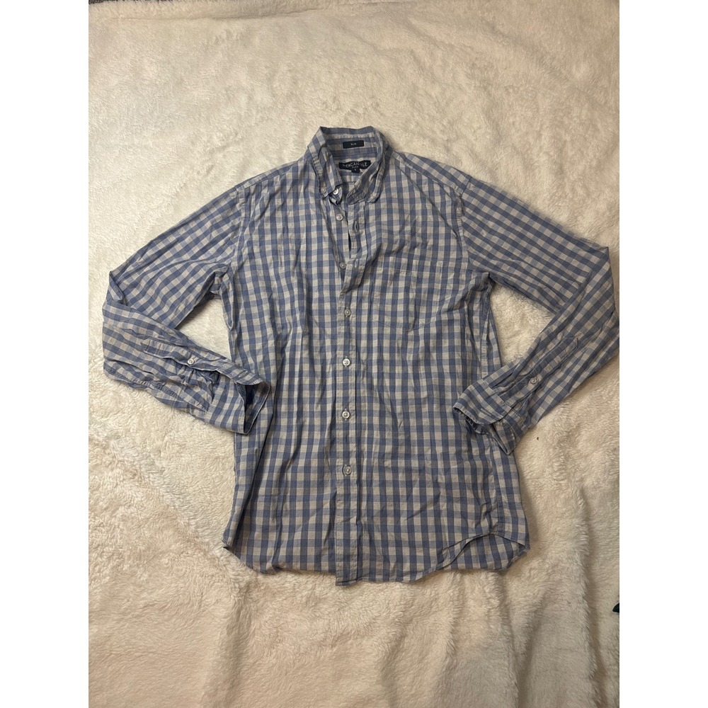 J.Crew Button Down Mens S Blue Good Gingham Slim Fit Flex Long Sleeve